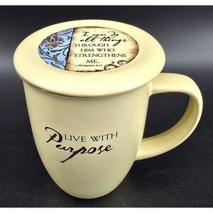 Christian Coffee Mug & Lid Coaster Live with Purpose I Can Do all Things Gift